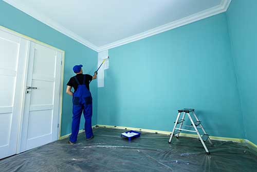 inside of a room being painted but not done